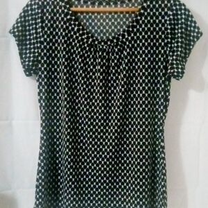 Worthington Black & White Geometric Pattern Blouse - Size Medium